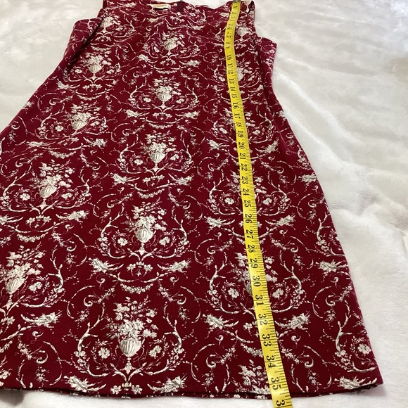 Talbots Petites Burgundy Red White Floral Sleeveless Dress Size 4 Linen Rayon - Picture 7 of 8